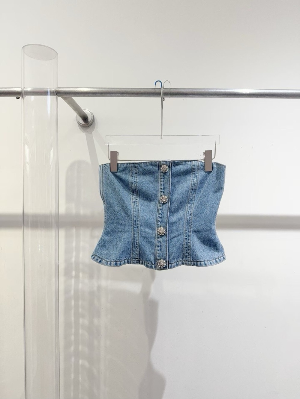 🚩steal Ganni Light Blue Denim Top with Branded Label